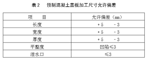 預制混凝土蓋板加工尺寸